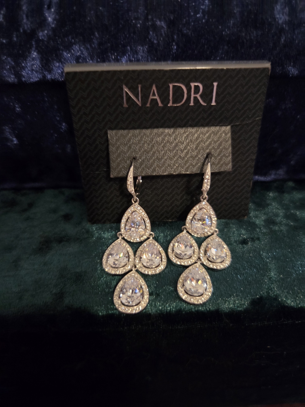 Nordstrom NADRI Silver Teardrop Crystal Chandelier Earrings - Clear